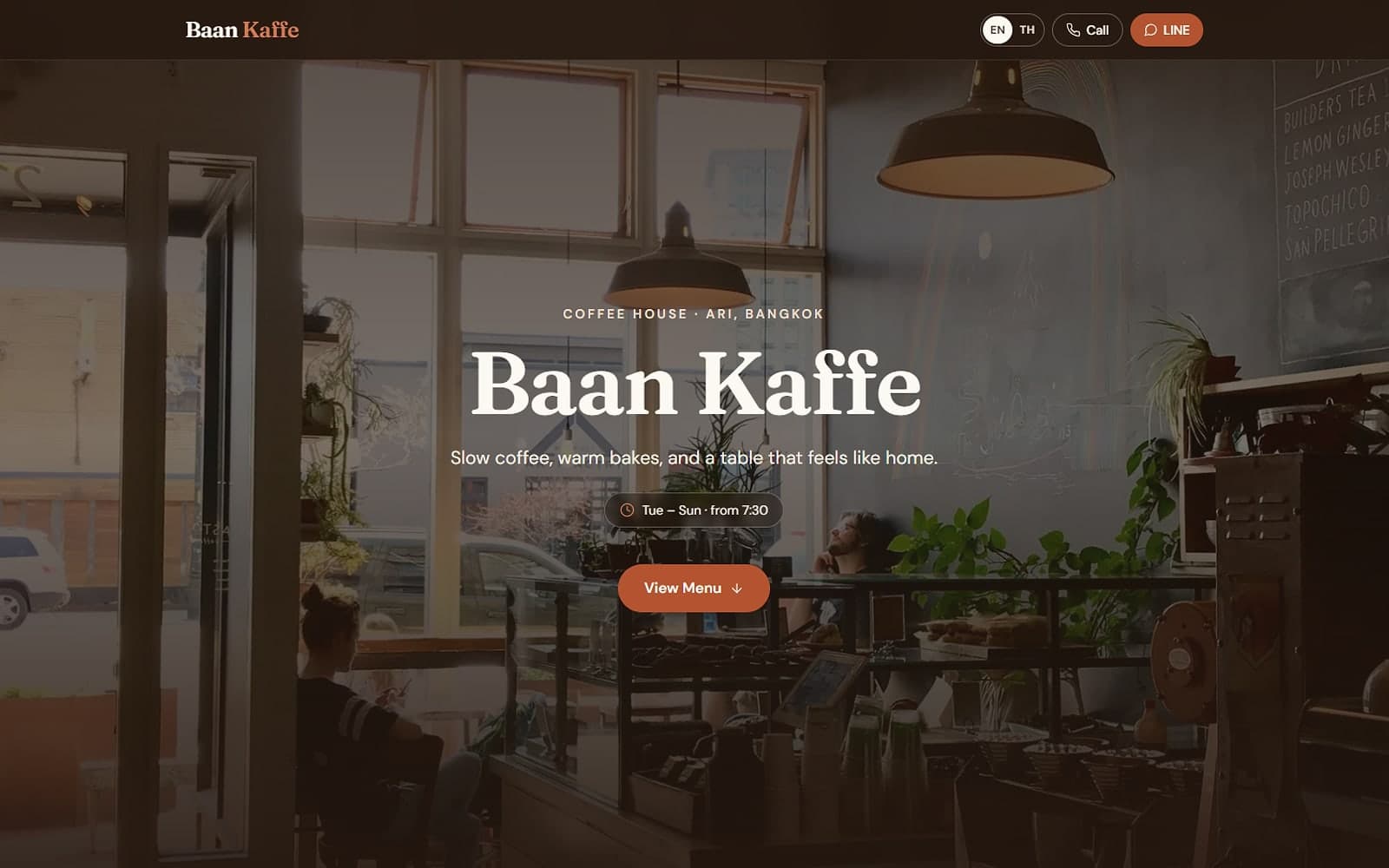 Baan Kaffe — Landing page for a coffee shop
